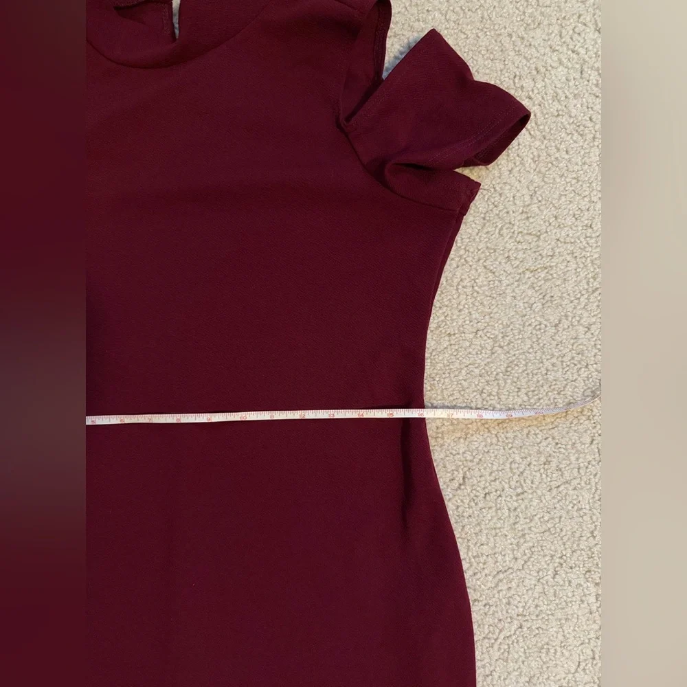 Olivia Matthews Rich Burgundy Midi Dress with stretchy material - Picture 5 of 6